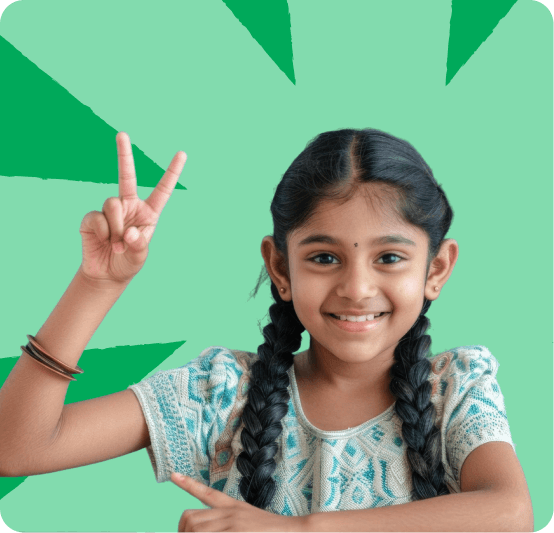 Girl with victory sign